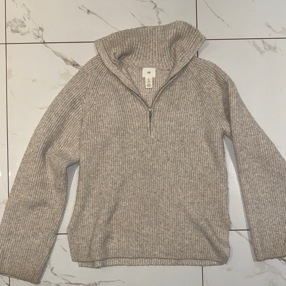 H&M Taupe Ribbed Turtleneck Sweater